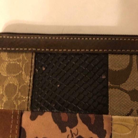 COACH patchwork wristlet metallic brown embossed